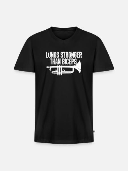 Trompette - T-shirt encolure en V Premium bio Homme - noir