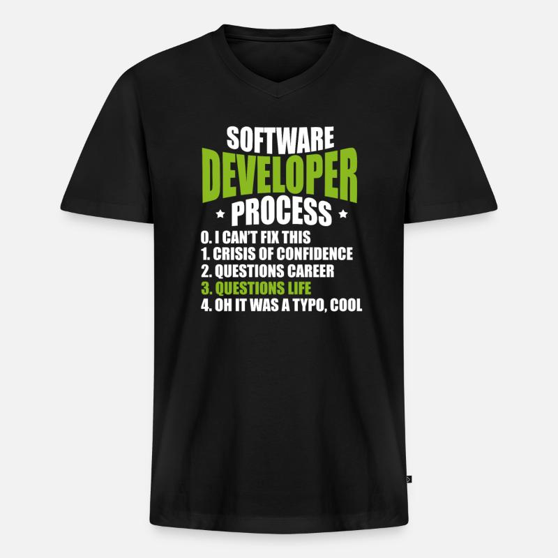 Softwareentwickler - Männer Premium Bio T-Shirt mit V-Ausschnitt - Schwarz