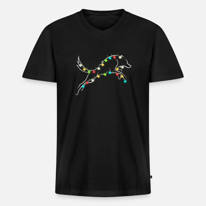 Wolf Christmas Weihnachten Wölfe Wolfpack - Männer Premium Bio T-Shirt mit V-Ausschnitt - Schwarz
