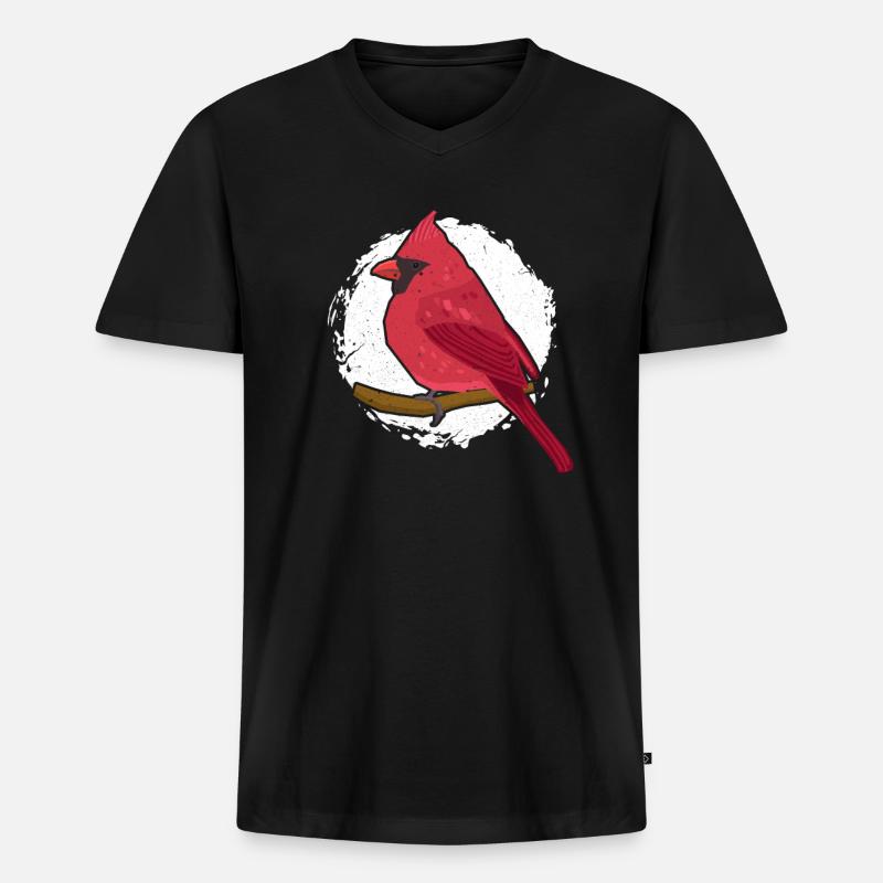 Rotkardinal - Männer Premium Bio T-Shirt mit V-Ausschnitt - Schwarz