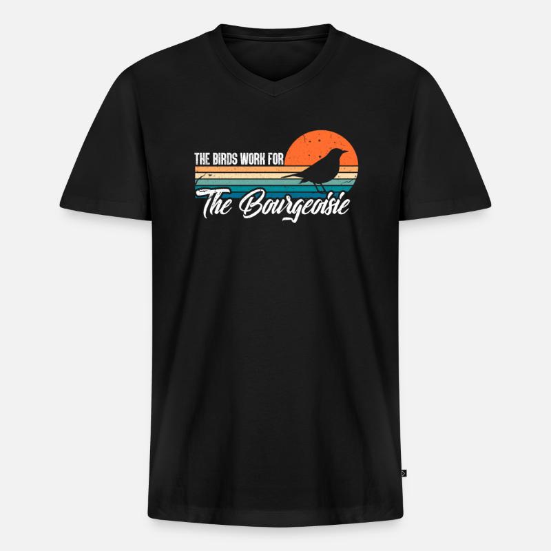 Vogel Verschwörung - Männer Premium Bio T-Shirt mit V-Ausschnitt - Schwarz