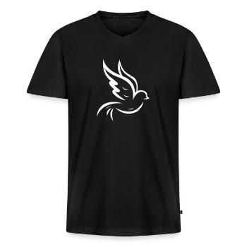 Taube Friedenstaube - Männer Premium Bio T-Shirt mit V-Ausschnitt - Schwarz - Vorne - Nico (187cm)