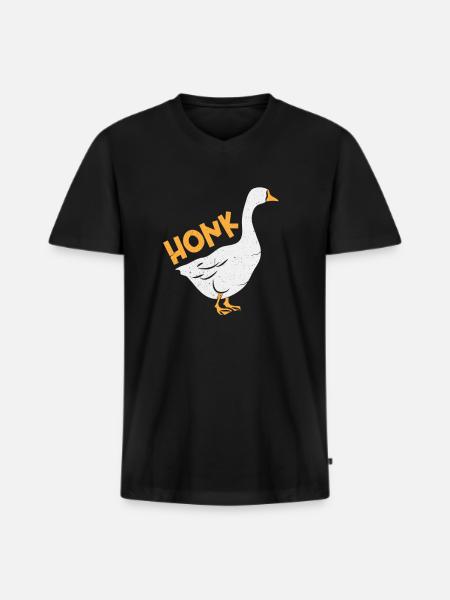 Honke goose meme pájaro gansos regalo - Camiseta ecológica prémium para hombre con cuello de pico - negro