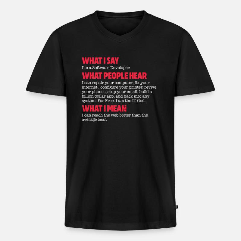 Software developer - Men's Premium Organic T-shirt with V-neck - black