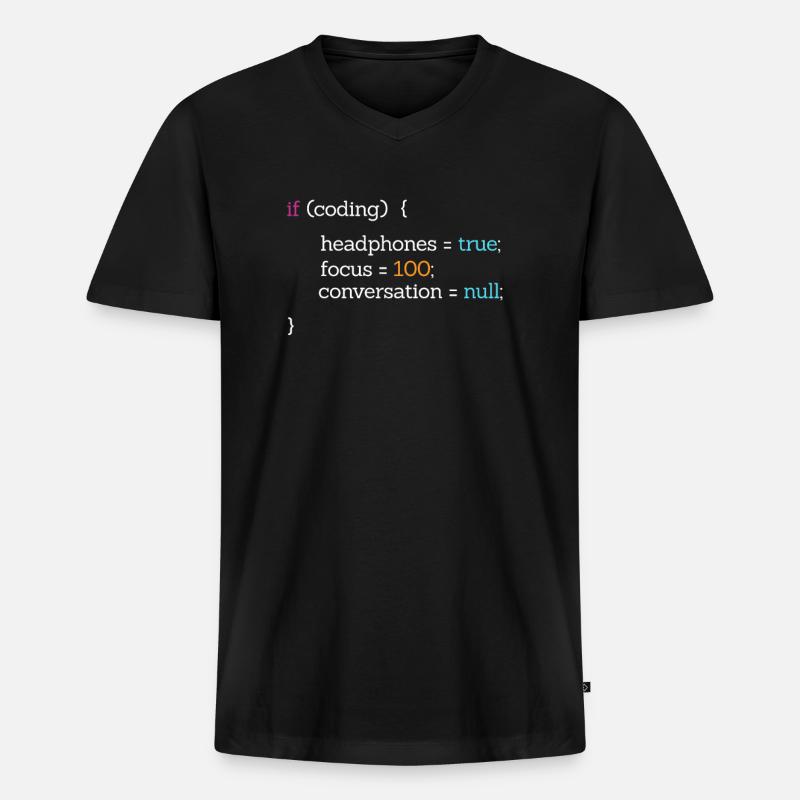 Coder - Männer Premium Bio T-Shirt mit V-Ausschnitt - Schwarz