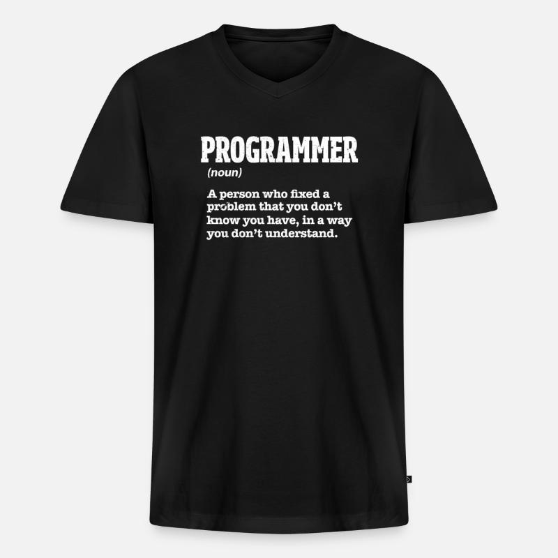 Programmierer - Männer Premium Bio T-Shirt mit V-Ausschnitt - Schwarz