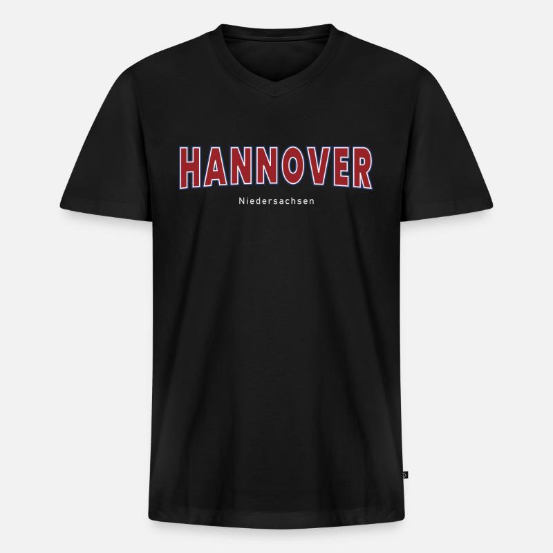 Hannover - Männer Premium Bio T-Shirt mit V-Ausschnitt - Schwarz