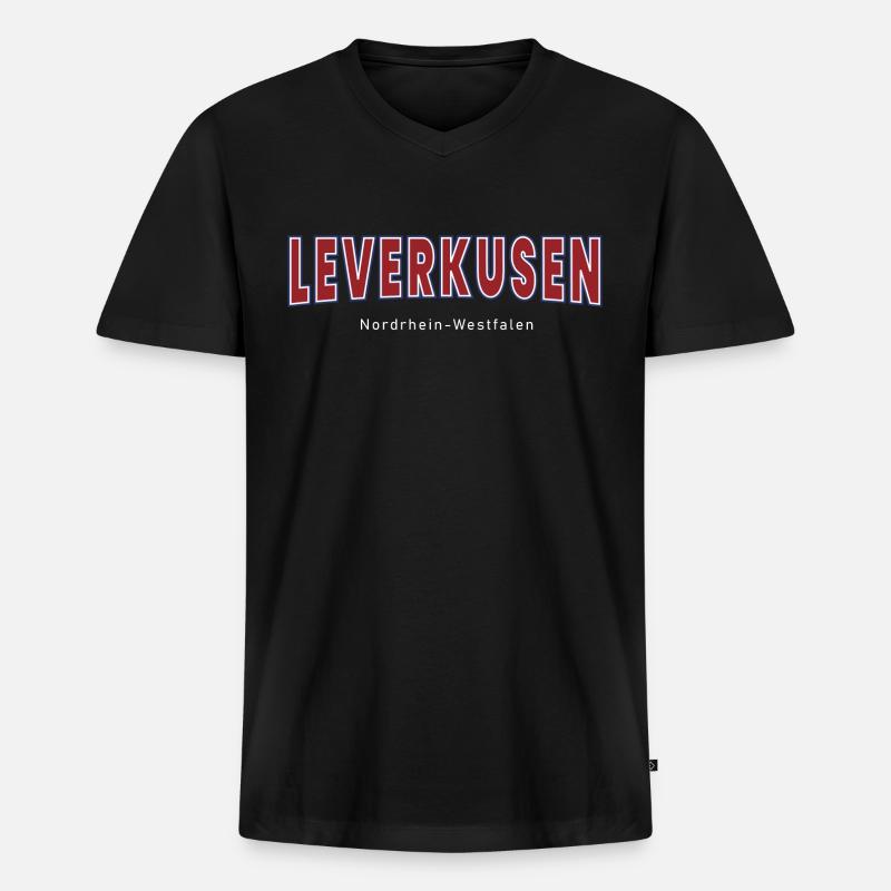 Leverkusen - Männer Premium Bio T-Shirt mit V-Ausschnitt - Schwarz