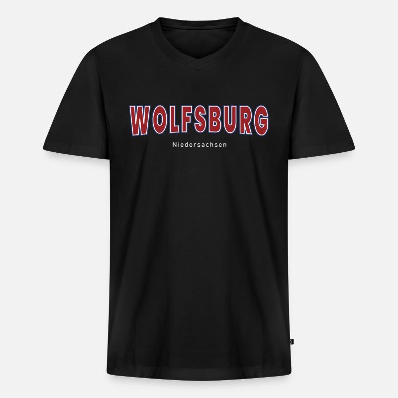 Wolfsburg - Männer Premium Bio T-Shirt mit V-Ausschnitt - Schwarz