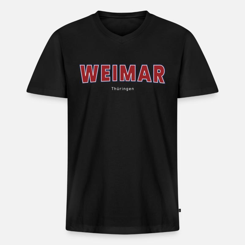 Weimar - Männer Premium Bio T-Shirt mit V-Ausschnitt - Schwarz