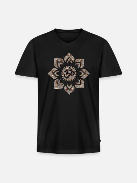 mandala om - Männer Premium Bio T-Shirt mit V-Ausschnitt - Schwarz