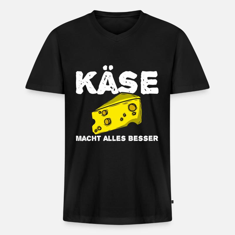 Käse - Männer Premium Bio T-Shirt mit V-Ausschnitt - Schwarz
