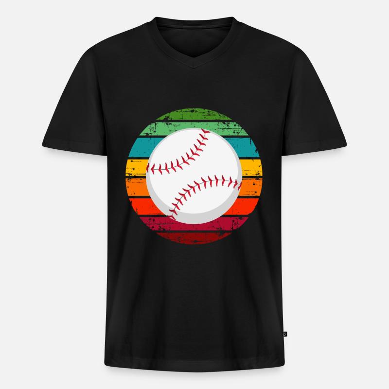 Baseball - Männer Premium Bio T-Shirt mit V-Ausschnitt - Schwarz