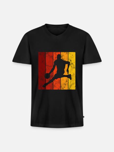 Basketteur basket-ball basket-ball - T-shirt encolure en V Premium bio Homme - noir