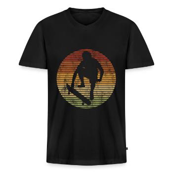 Skateboarder Skateboard Skater Skate Skateing - T-shirt encolure en V Premium bio Homme - noir - Devant - Nico (187cm)
