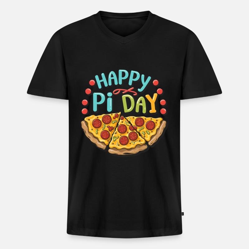 Pizza Pi Day Mathelehrer Mathematiker - Männer Premium Bio T-Shirt mit V-Ausschnitt - Schwarz
