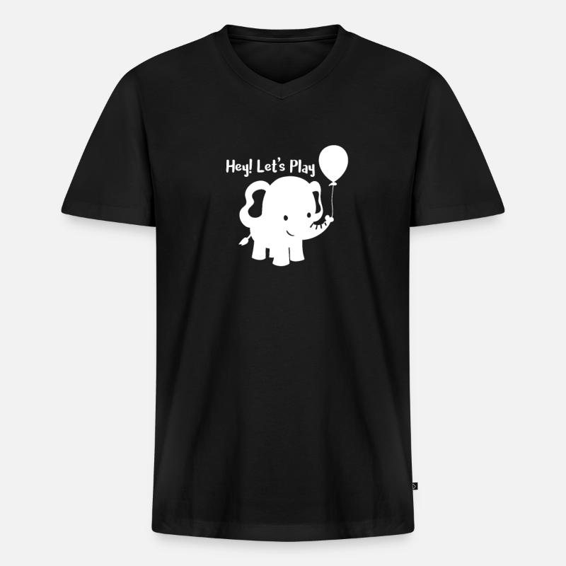 Elefant - elephant - Männer Premium Bio T-Shirt mit V-Ausschnitt - Schwarz