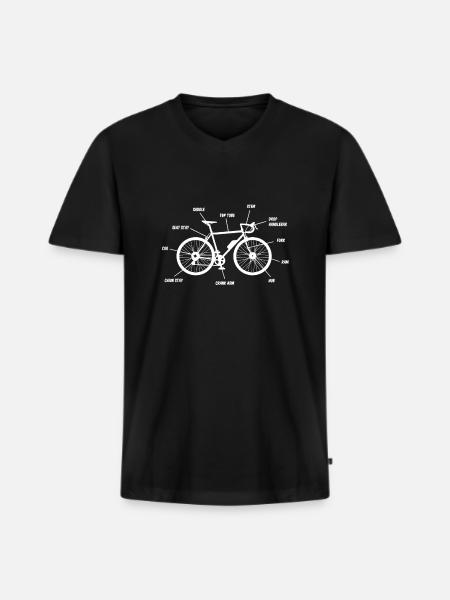Fahrrad Teile Anatomie, Radfahrer Biker Radsport - Männer Premium Bio T-Shirt mit V-Ausschnitt - Schwarz