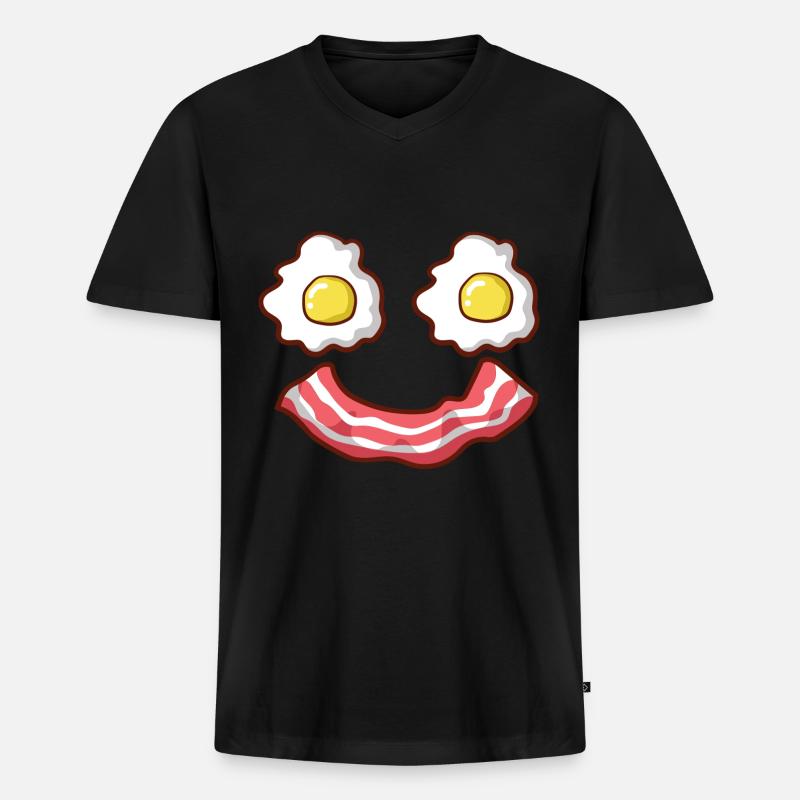 Frühstück Eier Bacon Geschenk - Männer Premium Bio T-Shirt mit V-Ausschnitt - Schwarz
