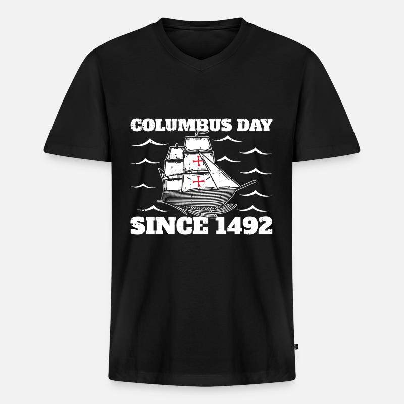Christopher Columbus - Männer Premium Bio T-Shirt mit V-Ausschnitt - Schwarz