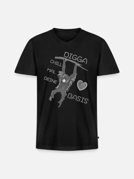 DIGGA CHILL MAL DEINE BASIS - Männer Premium Bio T-Shirt mit V-Ausschnitt - Schwarz
