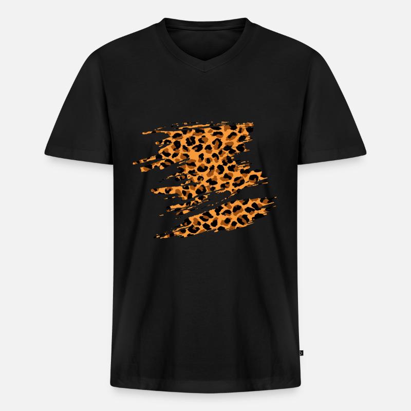 Leopard - Männer Premium Bio T-Shirt mit V-Ausschnitt - Schwarz