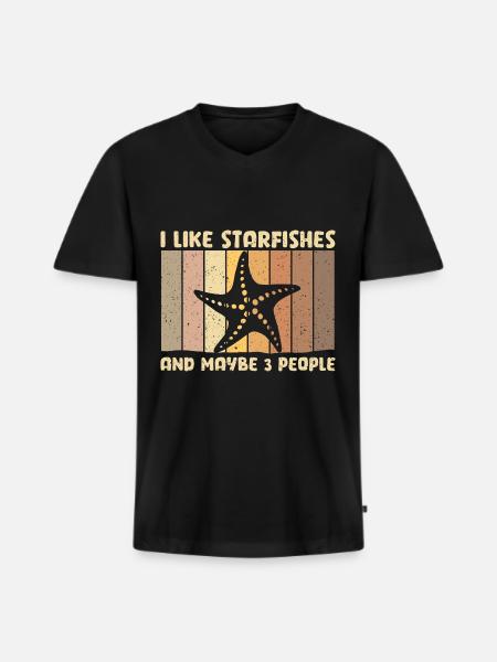 Seestern - Männer Premium Bio T-Shirt mit V-Ausschnitt - Schwarz