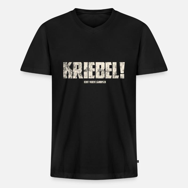 Kriebel! Original Vogtländisch - Männer Premium Bio T-Shirt mit V-Ausschnitt - Schwarz