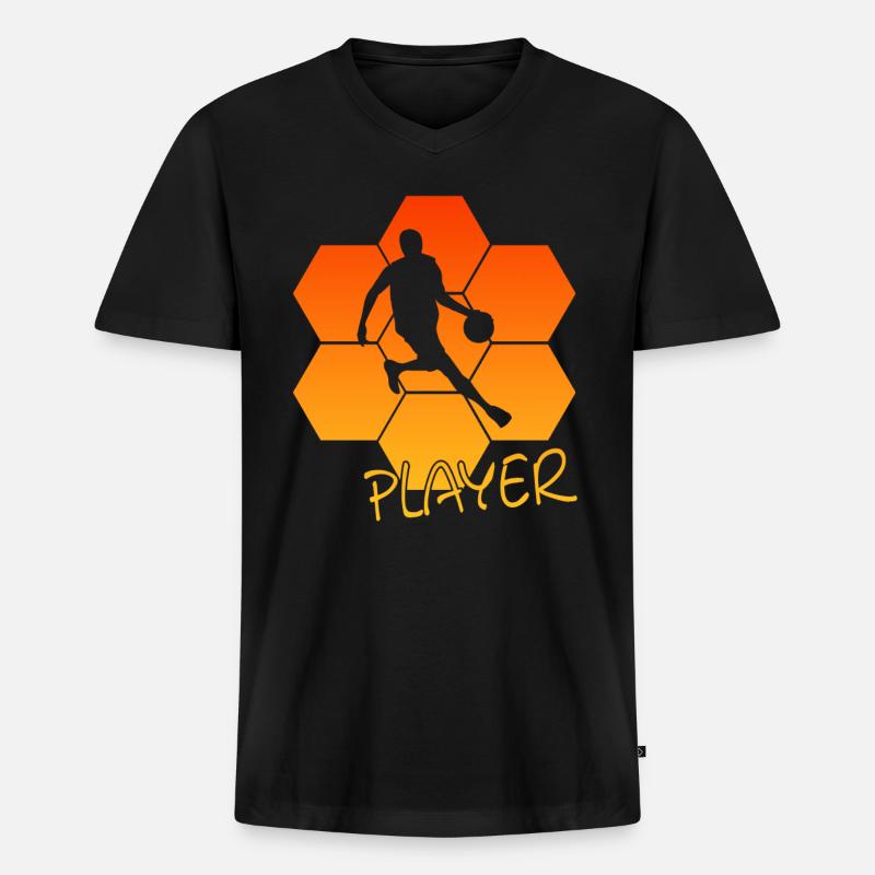 basketball - Männer Premium Bio T-Shirt mit V-Ausschnitt - Schwarz