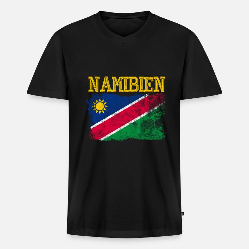 Namibia - Männer Premium Bio T-Shirt mit V-Ausschnitt - Schwarz