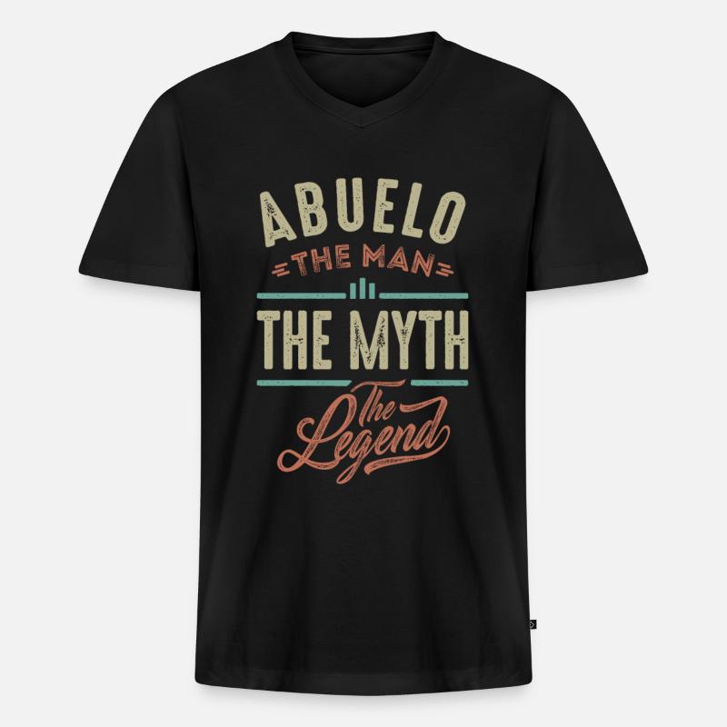 abuelo Hemden - Männer Premium Bio T-Shirt mit V-Ausschnitt - Schwarz