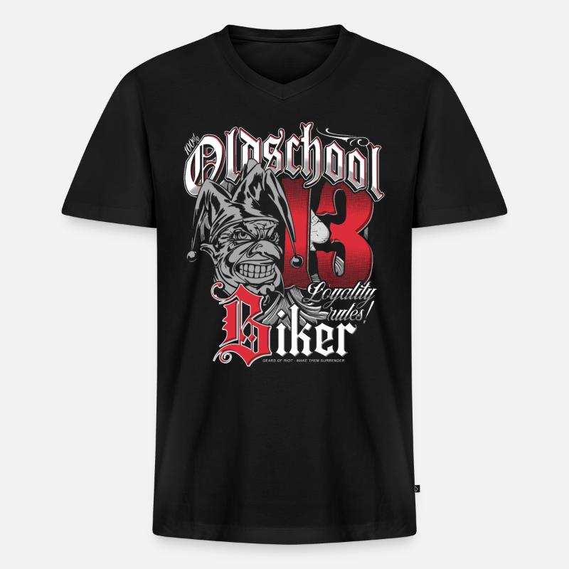 Oldschool - Loyality Rules - Männer Premium Bio T-Shirt mit V-Ausschnitt - Schwarz