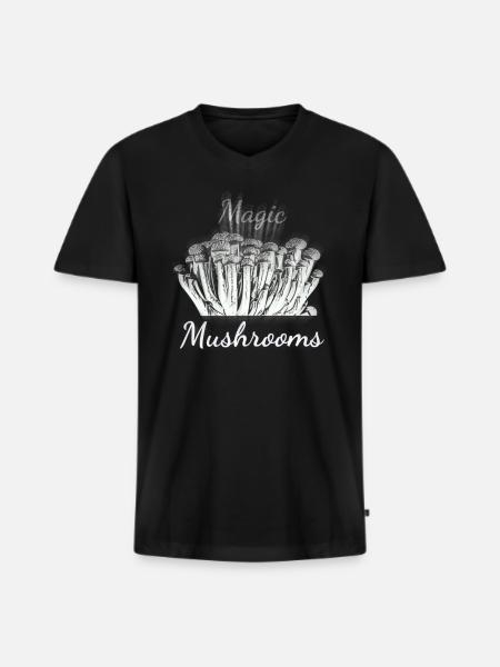 Champignons magiques - T-shirt encolure en V Premium bio Homme - noir