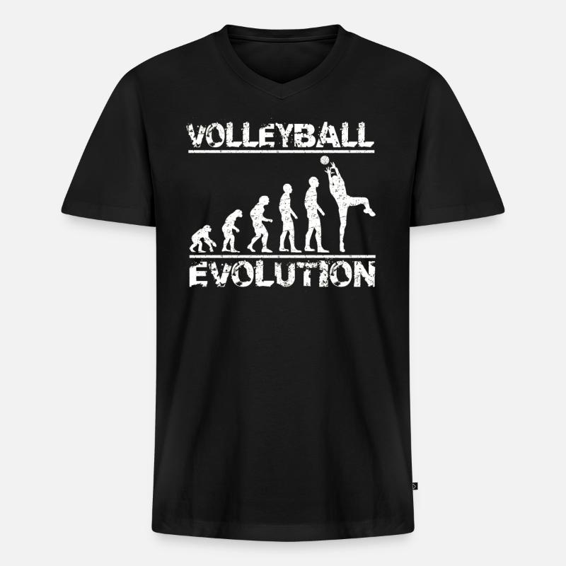Evolution Volleyball - Männer Premium Bio T-Shirt mit V-Ausschnitt - Schwarz