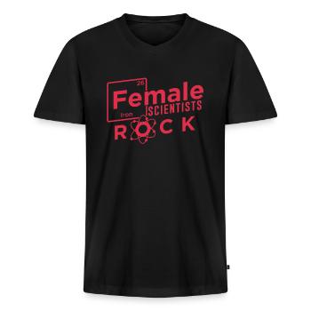 Wissenschaftlerin Geek - Männer Premium Bio T-Shirt mit V-Ausschnitt - Schwarz - Vorne - Nico (187cm)