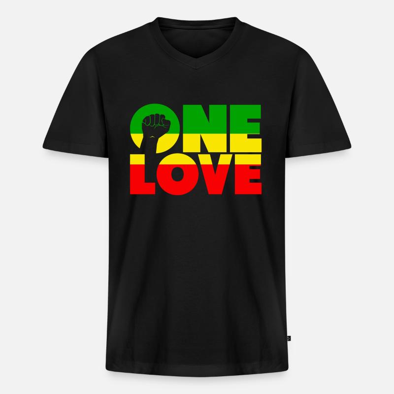 einmal lieben - Männer Premium Bio T-Shirt mit V-Ausschnitt - Schwarz