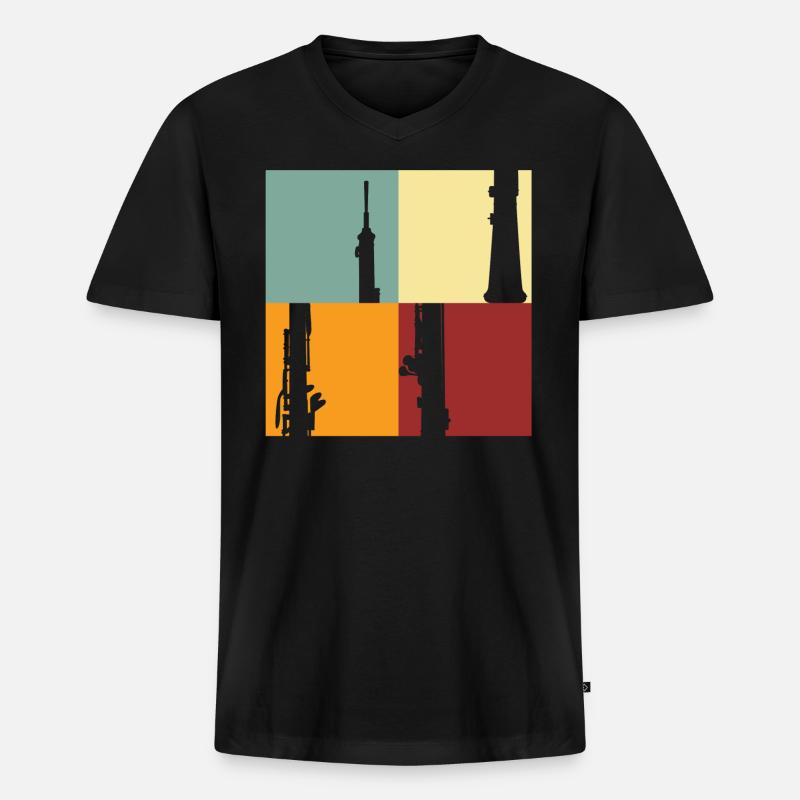 Oboe - Männer Premium Bio T-Shirt mit V-Ausschnitt - Schwarz