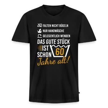 60 Geburtstag Geschenk 60. Geburtstagsgeschenk - Männer Premium Bio T-Shirt mit V-Ausschnitt - Schwarz - Vorne - Nico (187cm)
