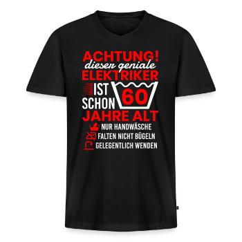 Elektriker 60. Geburtstag Geschenk Elektroniker - Männer Premium Bio T-Shirt mit V-Ausschnitt - Schwarz - Vorne - Nico (187cm)
