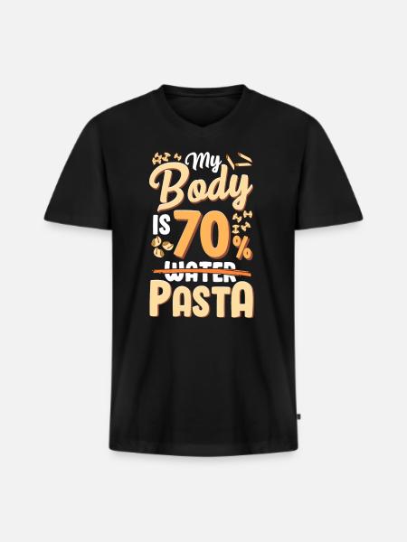 My body is 70% pasta - Men's Premium Organic T-shirt with V-neck - black