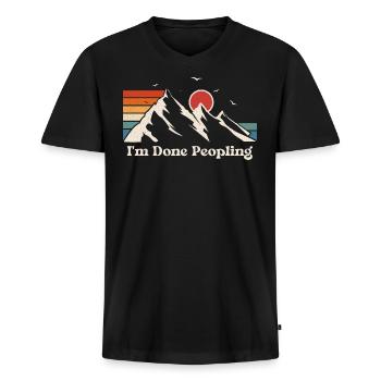 J’ai fini de peopling - T-shirt encolure en V Premium bio Homme - noir - Devant - Nico (187cm)