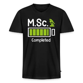 M.Sc completed Master Abschluss Master of Science - Männer Premium Bio T-Shirt mit V-Ausschnitt - Schwarz - Vorne - Nico (187cm)