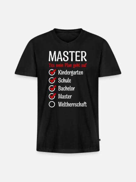 Kindergarten Weltherrschaft Master Abschluss - Männer Premium Bio T-Shirt mit V-Ausschnitt - Schwarz