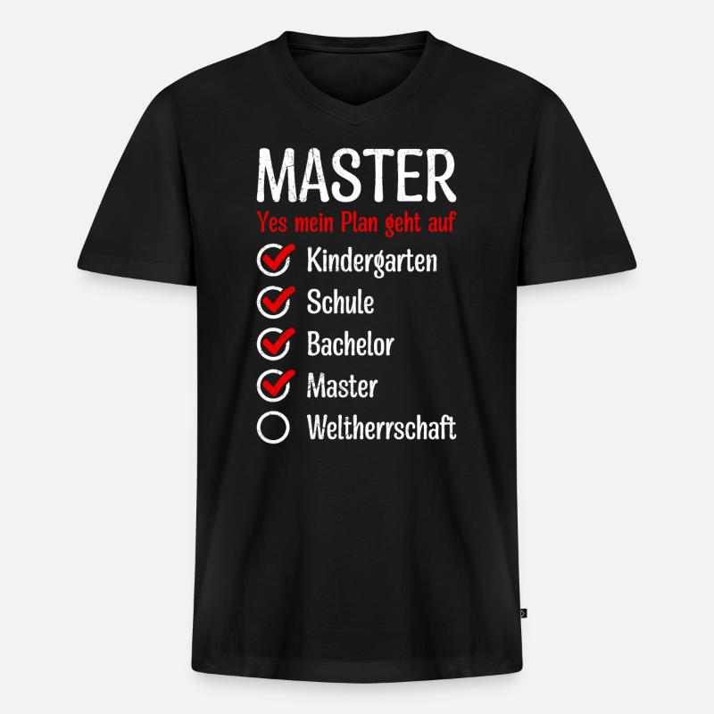 Kindergarten Weltherrschaft Master Abschluss - Männer Premium Bio T-Shirt mit V-Ausschnitt - Schwarz