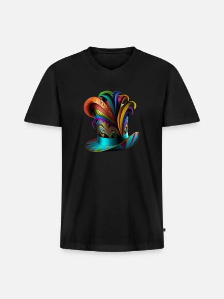 Bunter Karneval Hut Fasching Hut - Männer Premium Bio T-Shirt mit V-Ausschnitt - Schwarz
