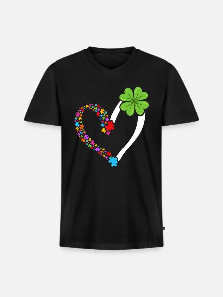 Autism Neurodiversity Kindness - Men's Premium Organic T-shirt with V-neck - black