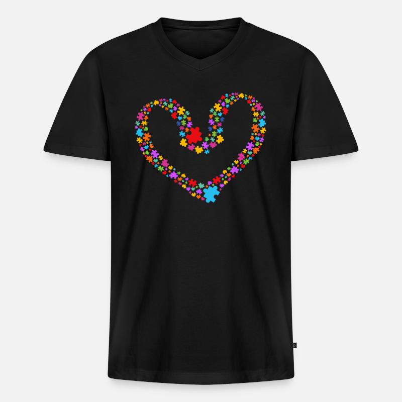 Autismus Neurodiversity Freundlichkeit - Männer Premium Bio T-Shirt mit V-Ausschnitt - Schwarz