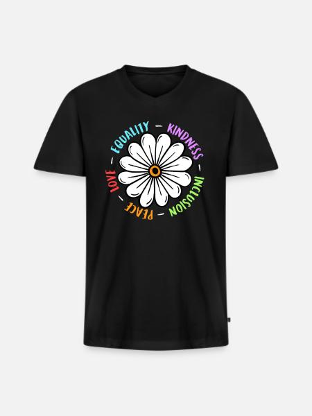 Inclusion handicap acceptation et sensibilisation - T-shirt encolure en V Premium bio Homme - noir