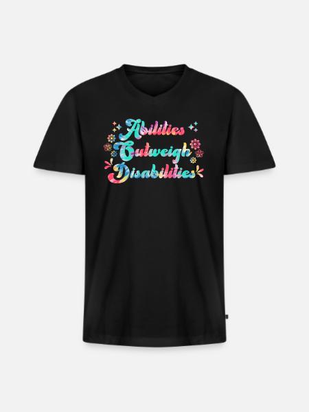 Solidarité handicap Compassion et acceptation - T-shirt encolure en V Premium bio Homme - noir