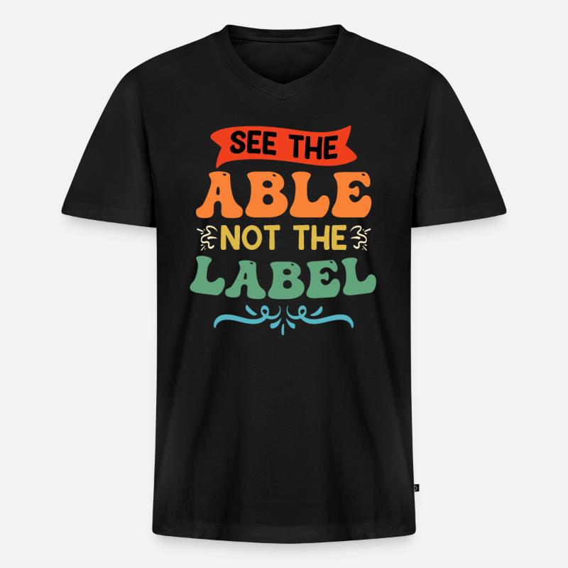 Inklusion benachteiligte Kinder Akzeptanz - Männer Premium Bio T-Shirt mit V-Ausschnitt - Schwarz